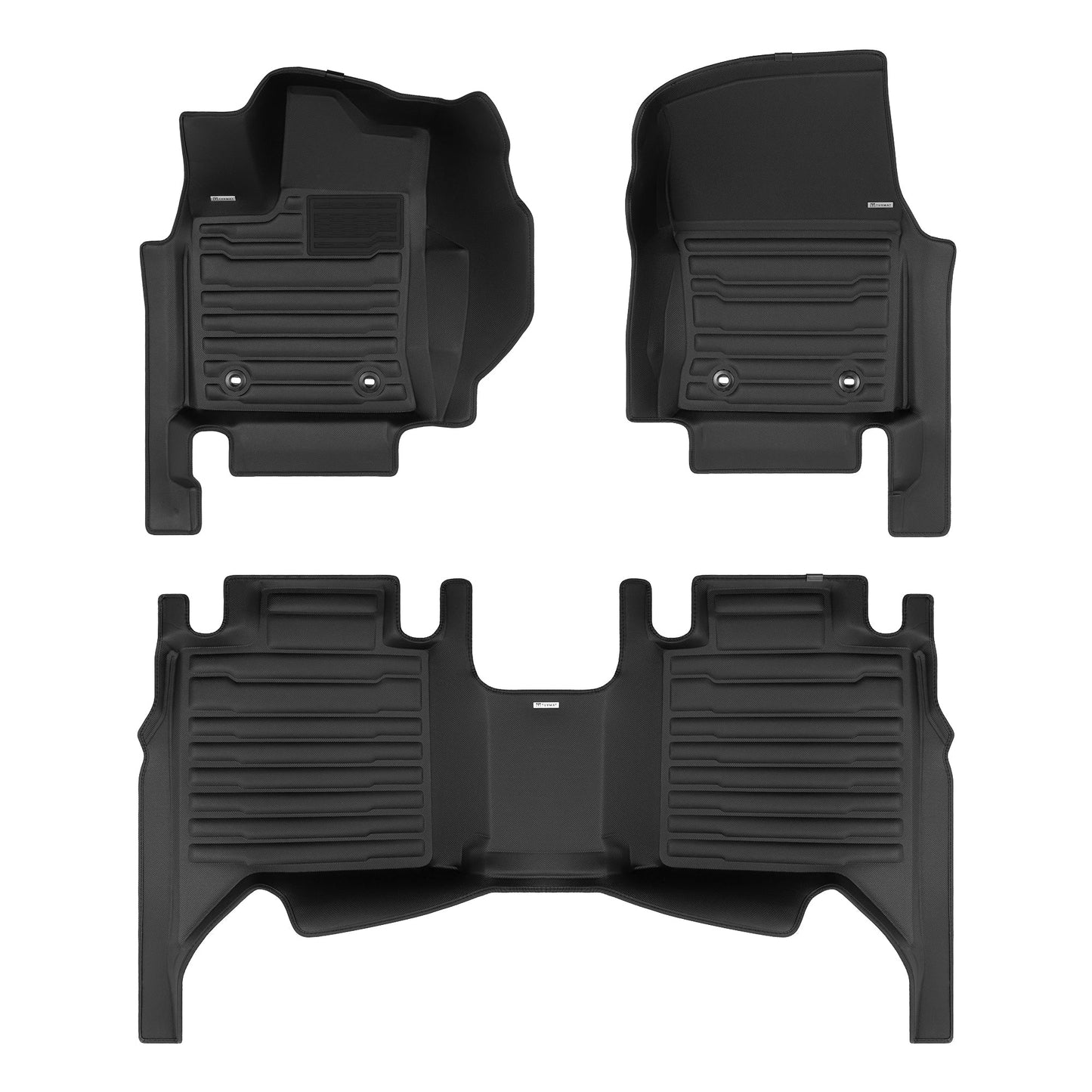 A set of black TuxMat car floor mats for Toyota Tundra models.
