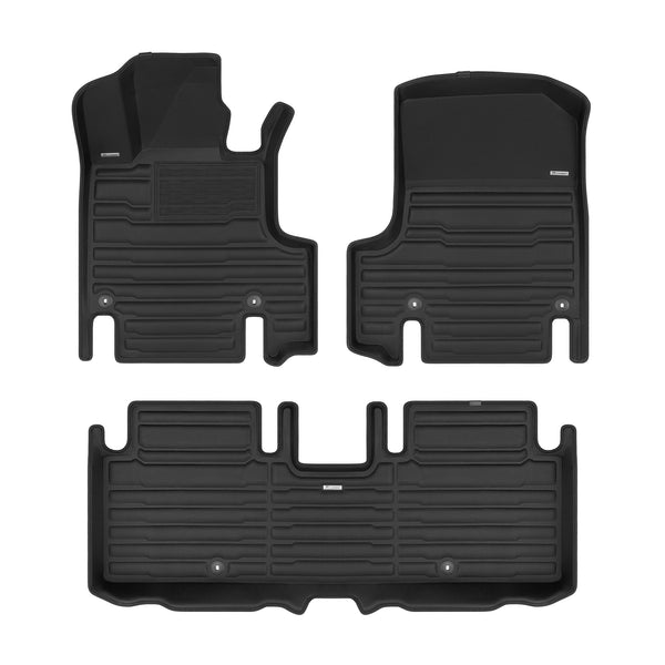 A set of black TuxMat car floor mats for Genesis GV60 models.