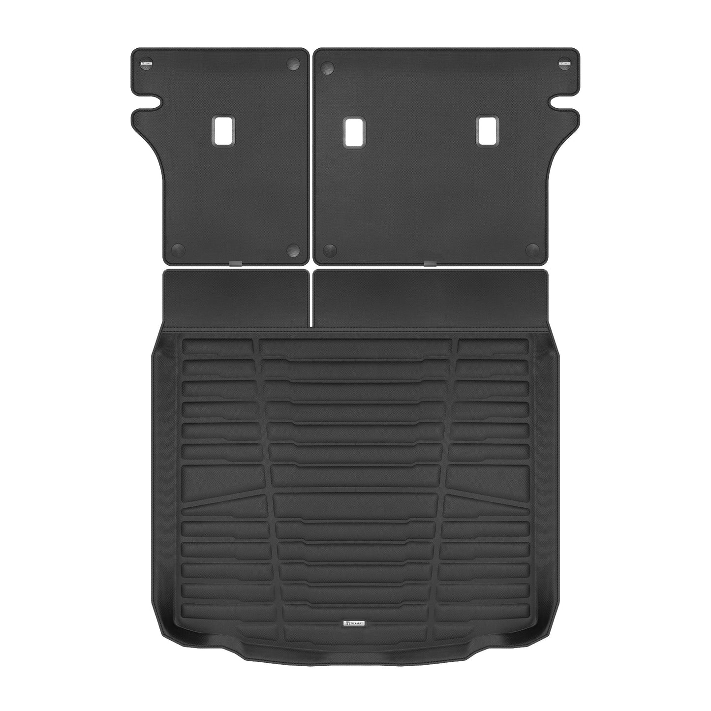 A set of black TuxMat trunk mats for Toyota Corolla Cross models.