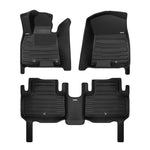 A set of black TuxMat car floor mats for Genesis GV80 models.