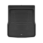 A set of black TuxMat trunk mats for Mercedes-Benz EQS models.