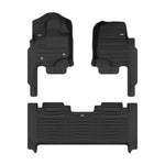 A set of black TuxMat car floor mats for Ford F150  models.