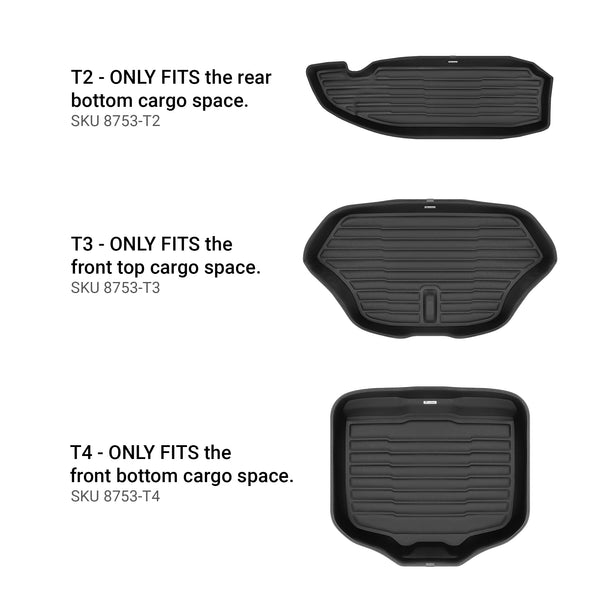 A set of black TuxMat trunk mats for Lucid Air Grand Touring models.