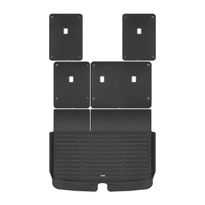 A set of black TuxMat trunk mats for Jeep Grand Wagoneer models.