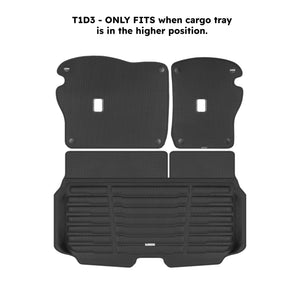 A set of black TuxMat trunk mats for MINI Cooper models.