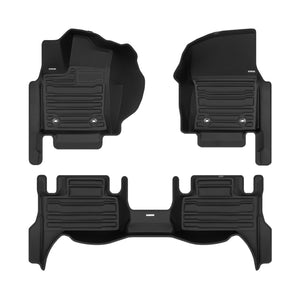 A set of black TuxMat car floor mats for Toyota Tundra models.