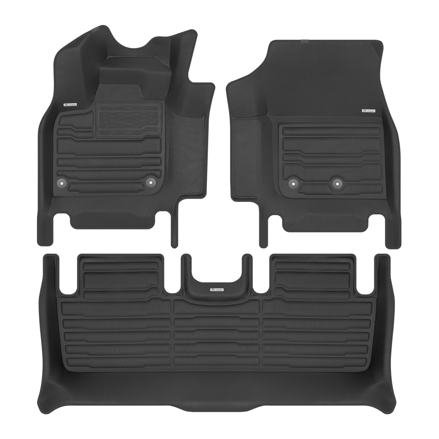 A set of black TuxMat car floor mats for Nissan Ariya models.