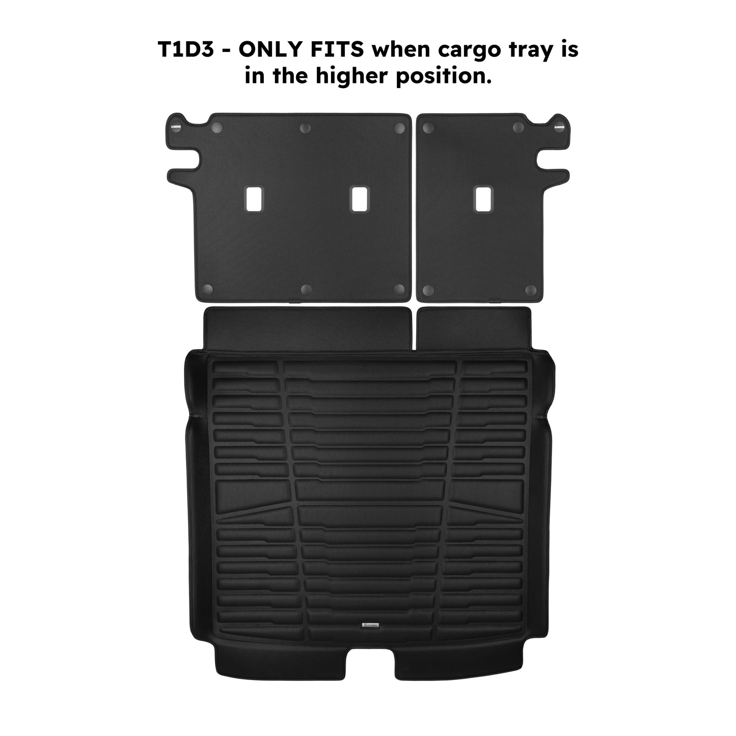 A set of black TuxMat trunk mats for Nissan Ariya models.