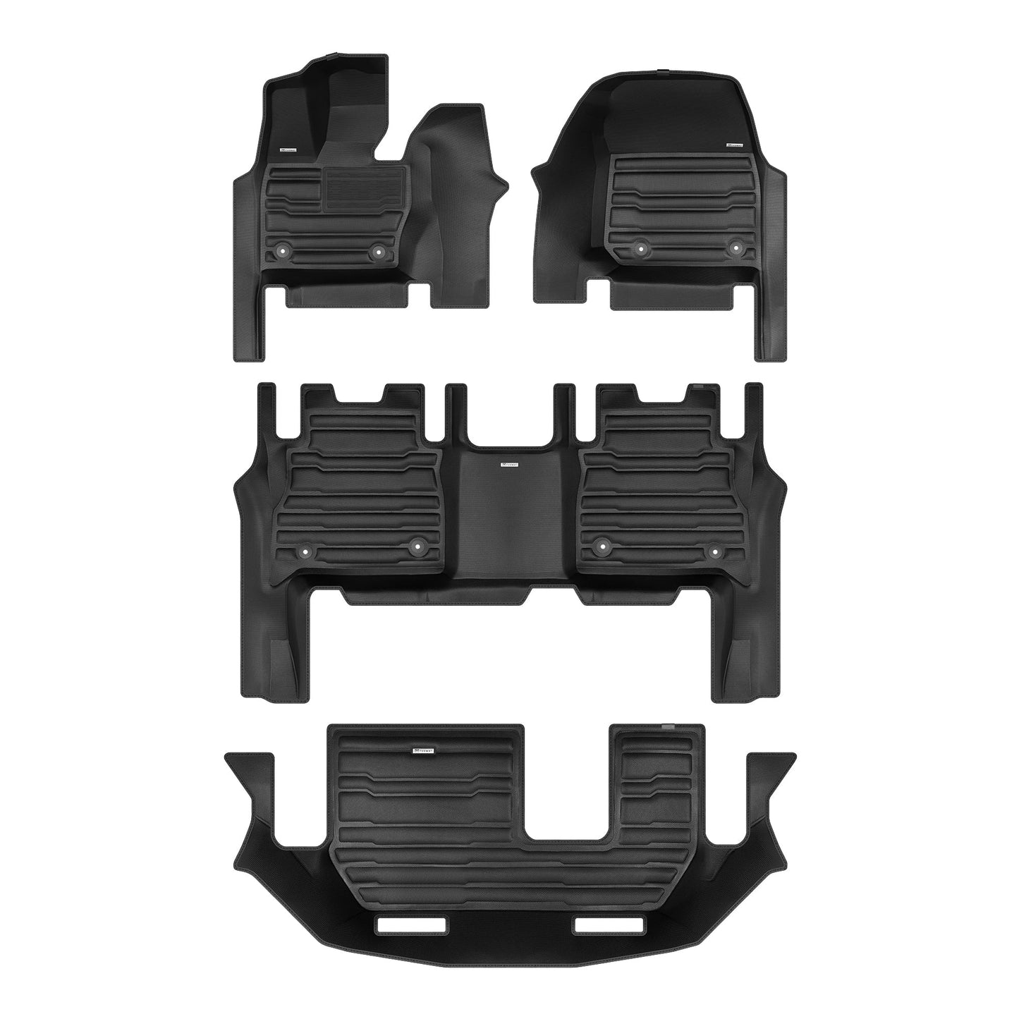 A set of black TuxMat car floor mats for Land Rover Range Rover models.