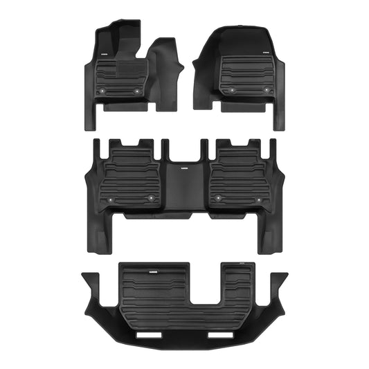 A set of black TuxMat car floor mats for Land Rover Range Rover models.