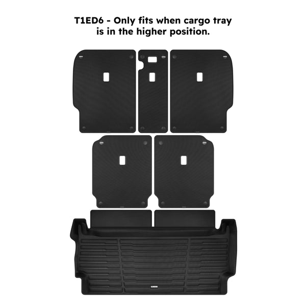 A set of black TuxMat trunk mats for Rivian R1S models.