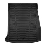 A set of black TuxMat trunk mats for BMW i5 models.