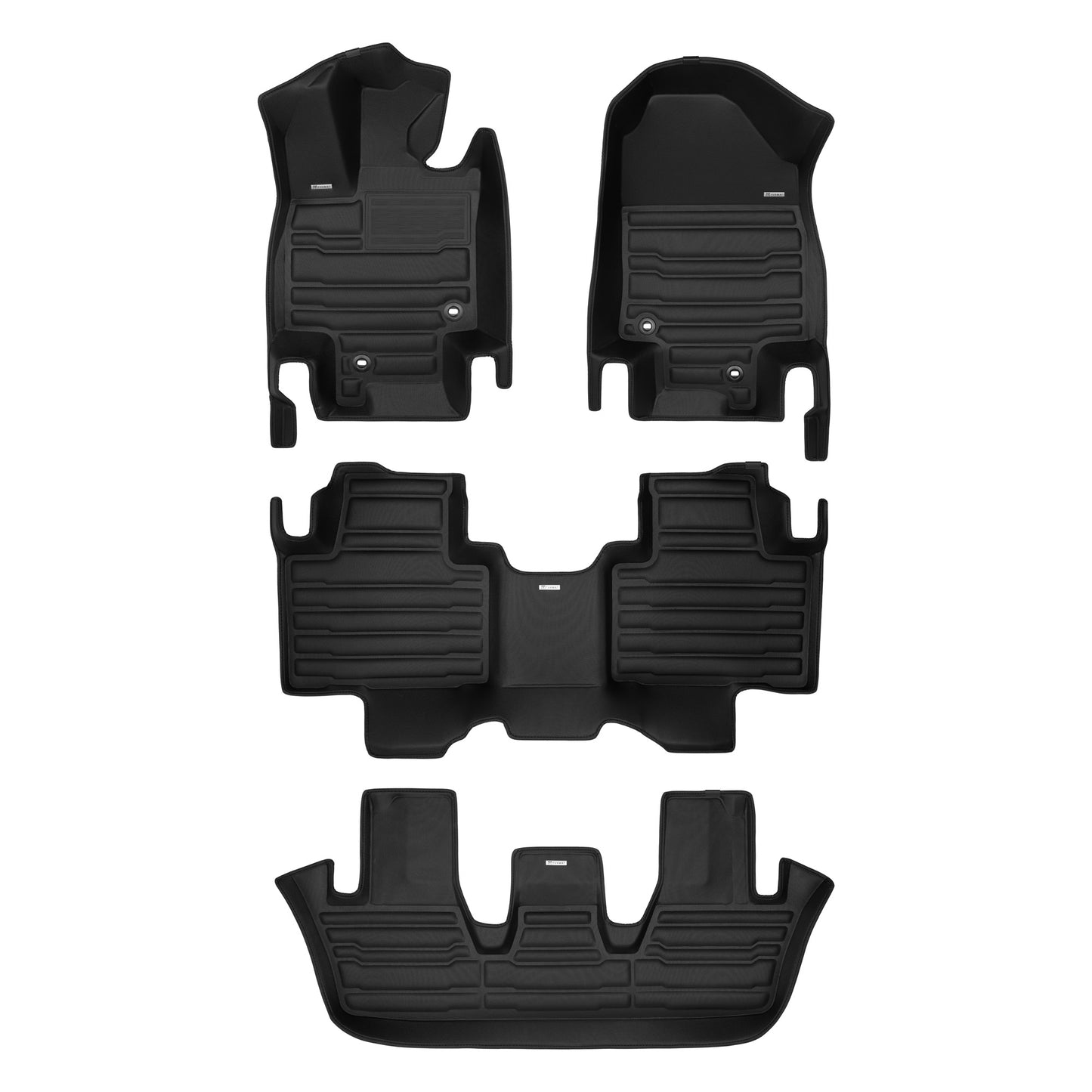 A set of black TuxMat car floor mats for Volvo XC90 Recharge models.