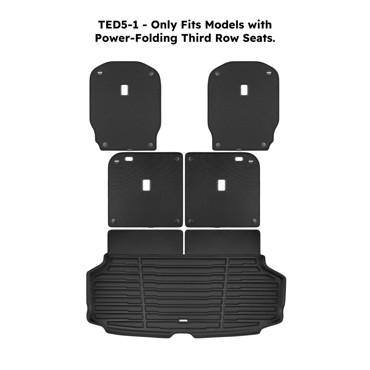 A set of black TuxMat car trunk mats for Kia EV9 models.