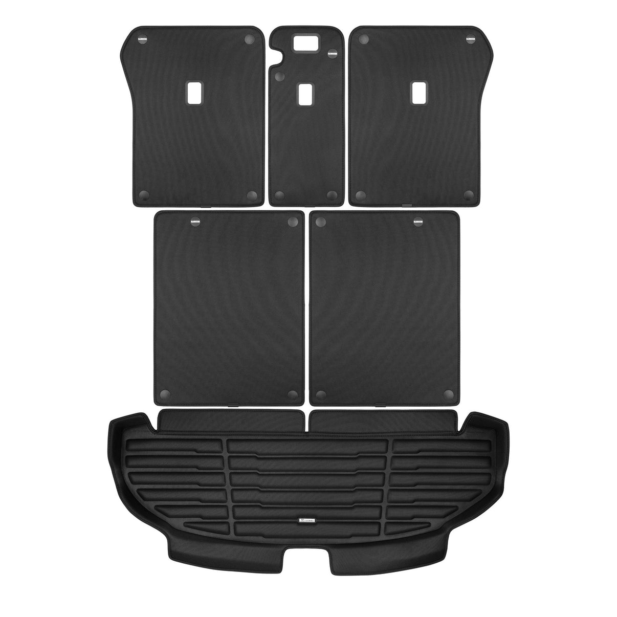 A set of black TuxMat trunk mats for Genesis GV80 models.