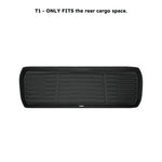 A set of black TuxMat trunk mats for Rivian R1T models.