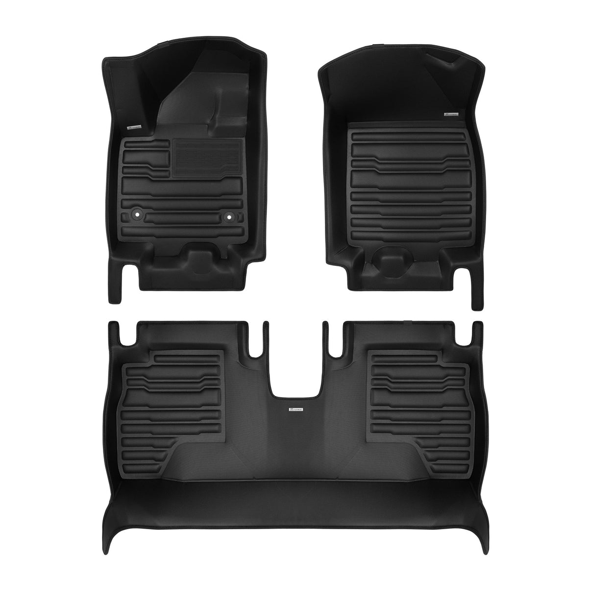 A set of black TuxMat car floor mats for  Chevrolet Equinox EV models.
