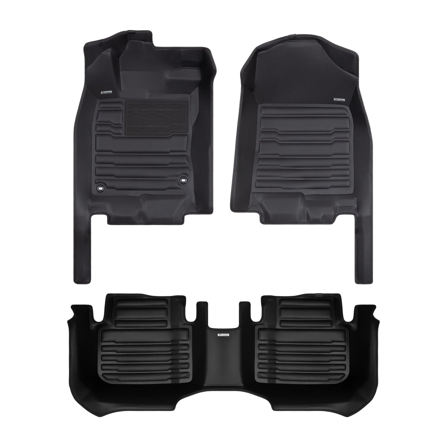 A set of black TuxMat car floor mats for Honda Civic models.
