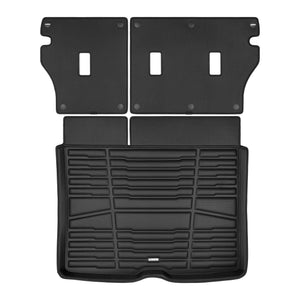 A set of black TuxMat trunk mats for Volvo EX30 models.