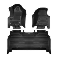 A set of black TuxMat car floor mats for Dodge Ram 1500 Crew Cab models.