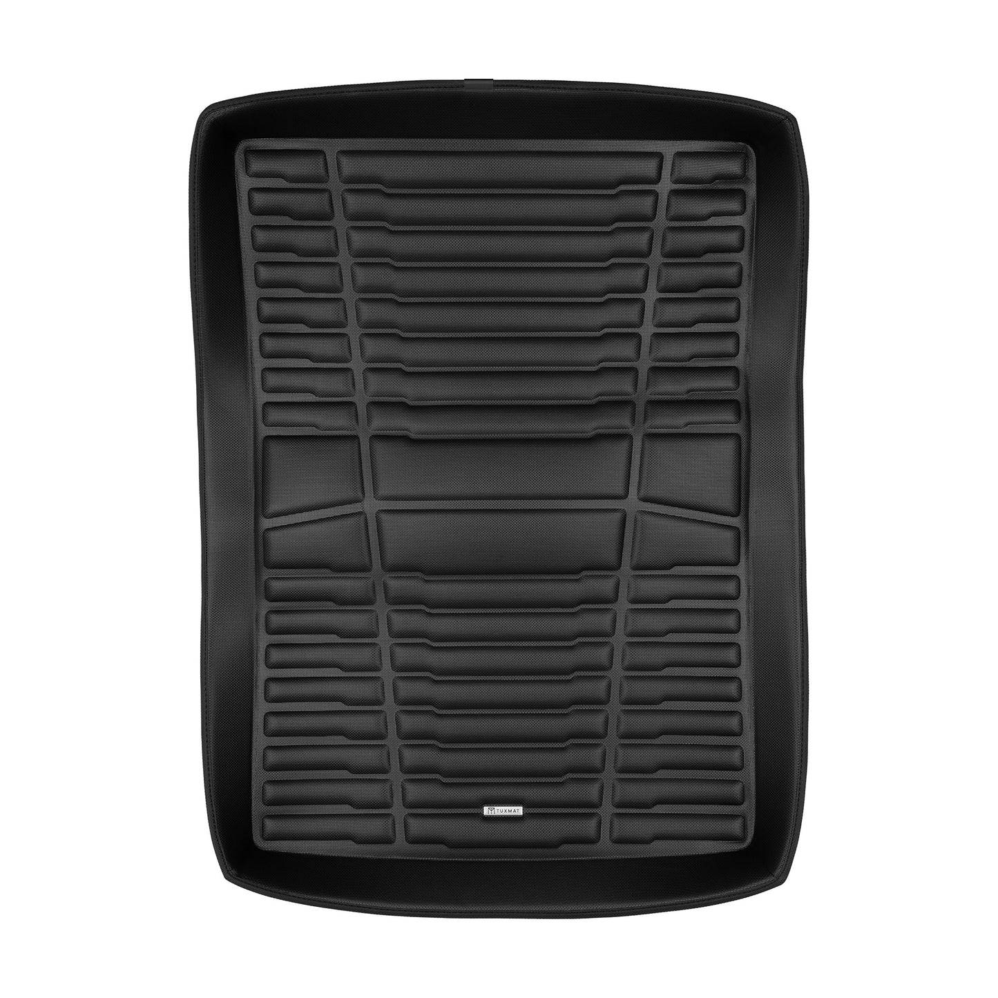 A set of black TuxMat trunk mats for BMW 5-Series models.