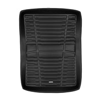 A set of black TuxMat trunk mats for BMW 5-Series models.