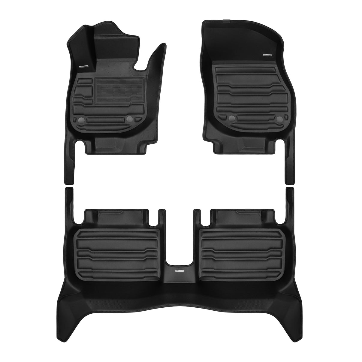 A set of black TuxMat car floor mats for MINI Countryman Electric models.