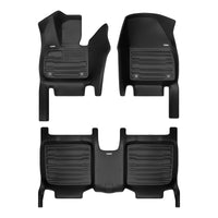 A set of black TuxMat car floor mats for VinFast VF9 models.