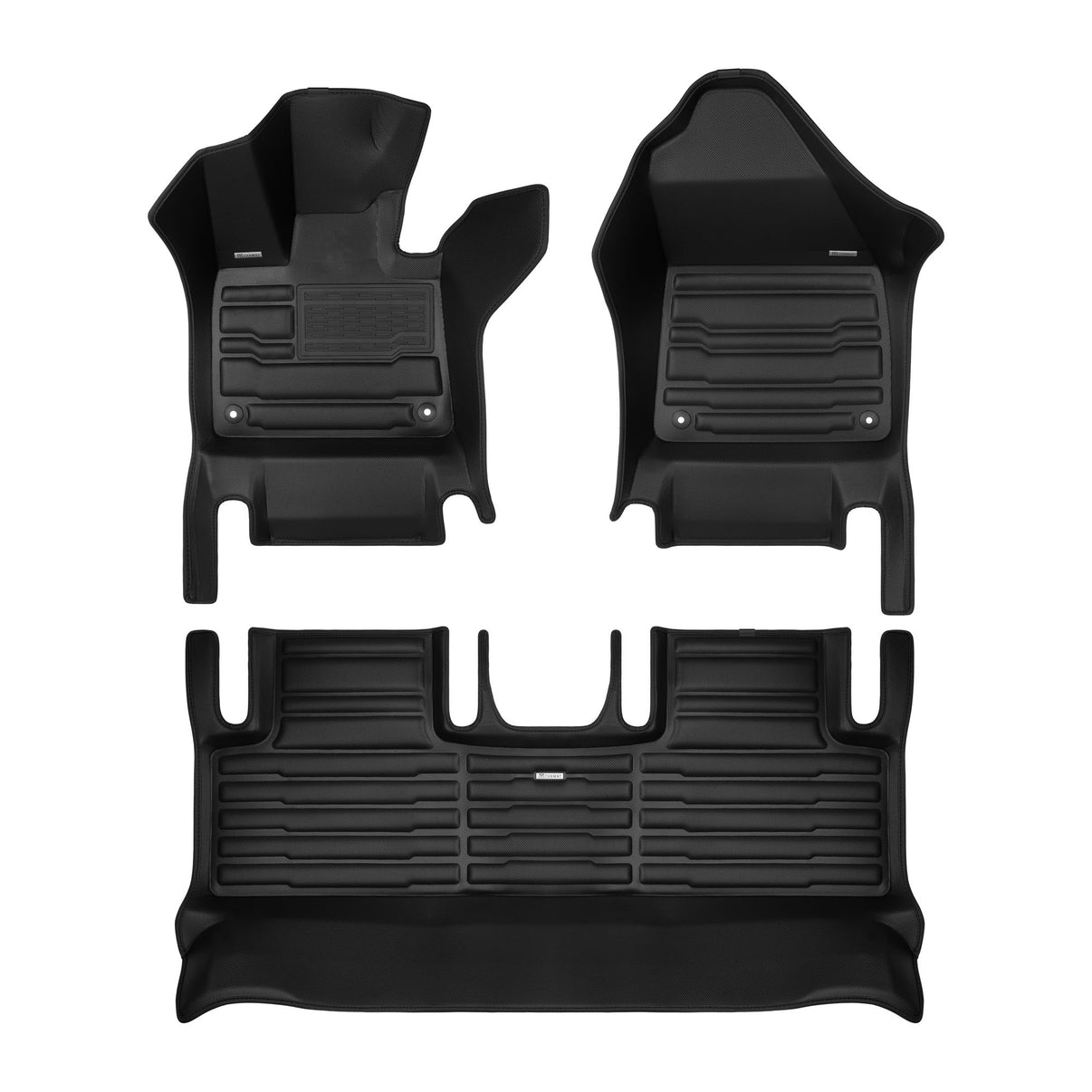 A set of black TuxMat car floor mats for Polestar 2 models.