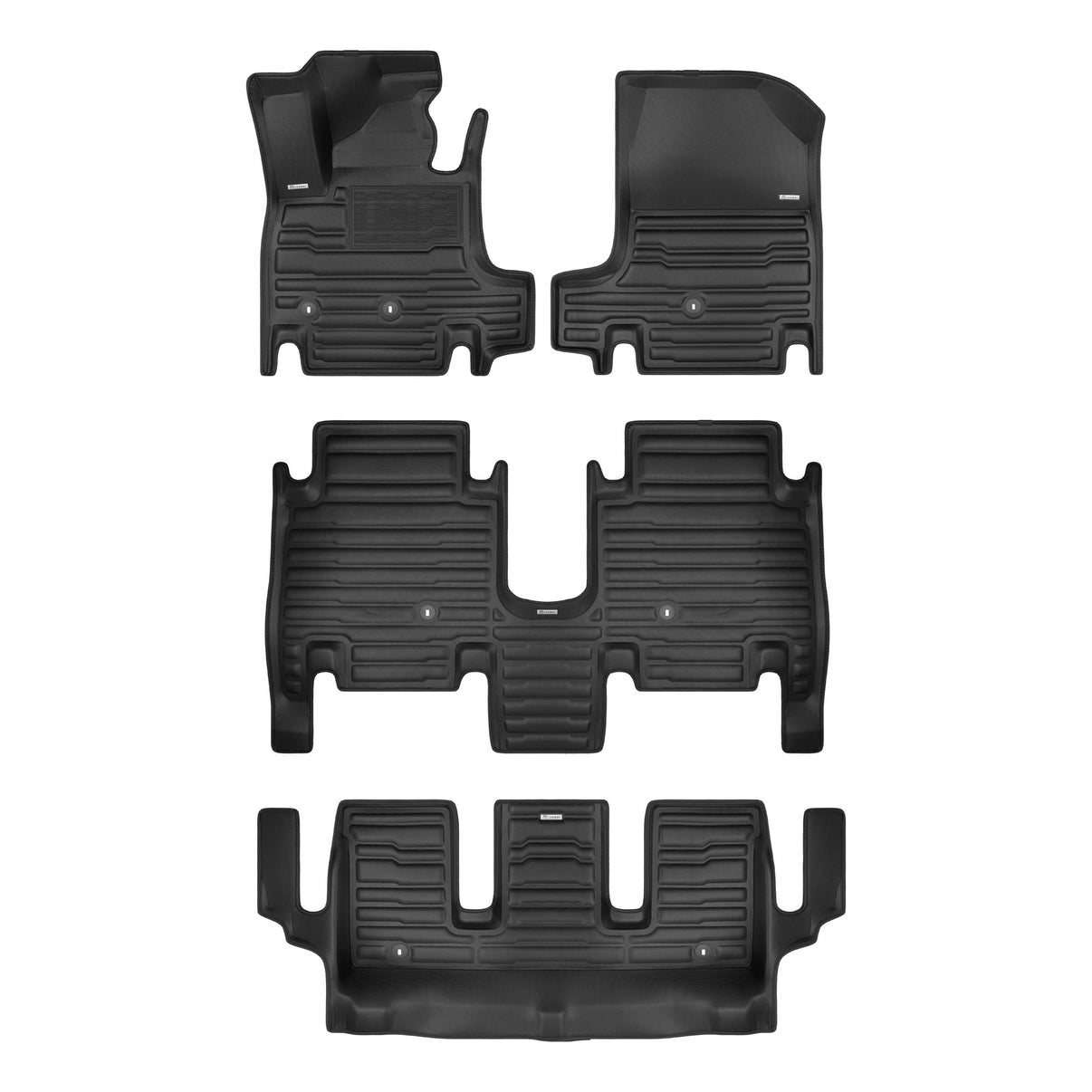 A set of black TuxMat car floor mats for Hyundai Ioniq 9 models.