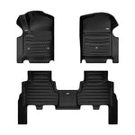 A set of black TuxMat car floor mats for Cadillac Escalade models.