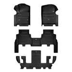 A set of black TuxMat car floor mats for Cadillac Escalade models.