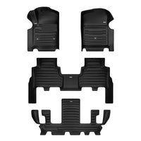 A set of black TuxMat car floor mats for Cadillac Escalade models.