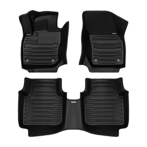 A set of black TuxMat car floor mats for Volkswagen Tiguan models.