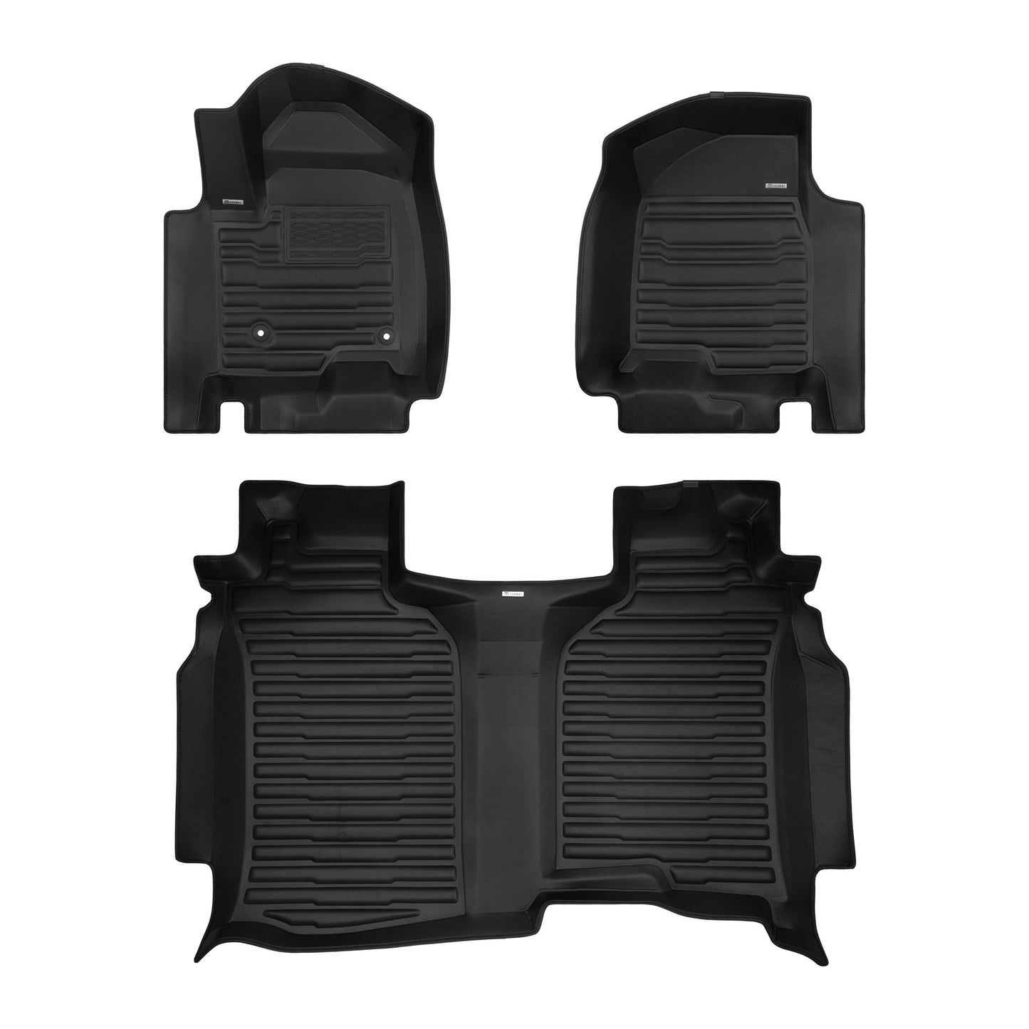 A set of black TuxMat car floor mats for Chevrolet Silverado 1500 models.