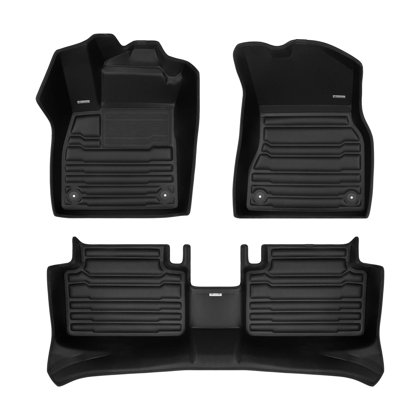 A set of black TuxMat car floor mats for Audi A6 e-Tron models.