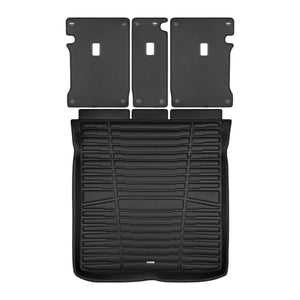 A set of black TuxMat trunk mats for Audi A6 e-Tron models.