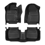 A set of black TuxMat car floor mats for Subaru Outback models.