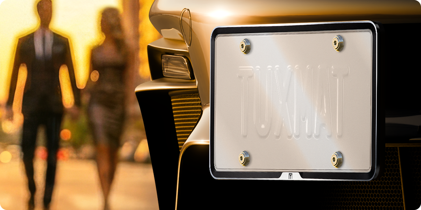 TuxMat license plate case on a vehicle