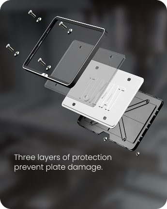 Exploded view of the license plate case