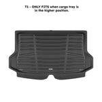 A set of black TuxMat trunk mats for Chevrolet Bolt EUV models.