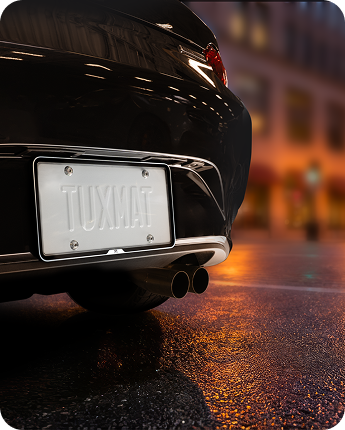 TuxMat license plate case on a vehicle