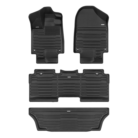 A set of black TuxMat car floor mats for Honda Odyssey models.