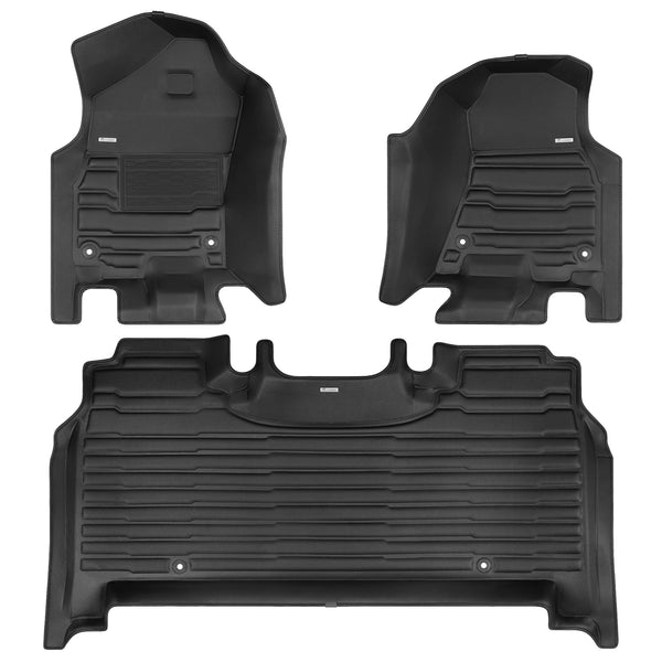 A set of black TuxMat car floor mats for Dodge Ram 1500 models.
