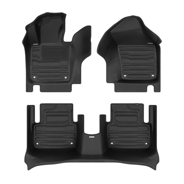 A set of black TuxMat car floor mats for Volvo V60 models.