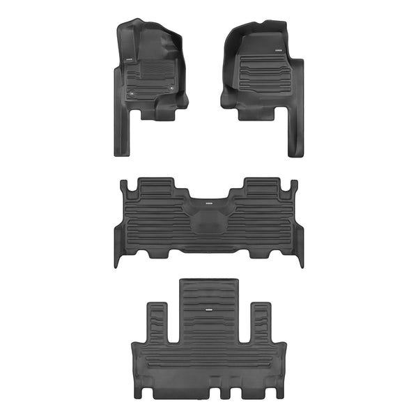 A set of black TuxMat car floor mats for Ford Expedition models.