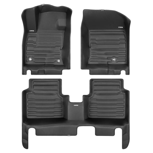 A set of black TuxMat car floor mats for Lincoln Corsair models.
